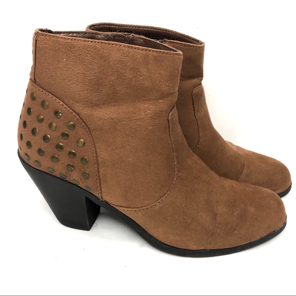 Sam & Libby brown with brass accents booties Sz 7